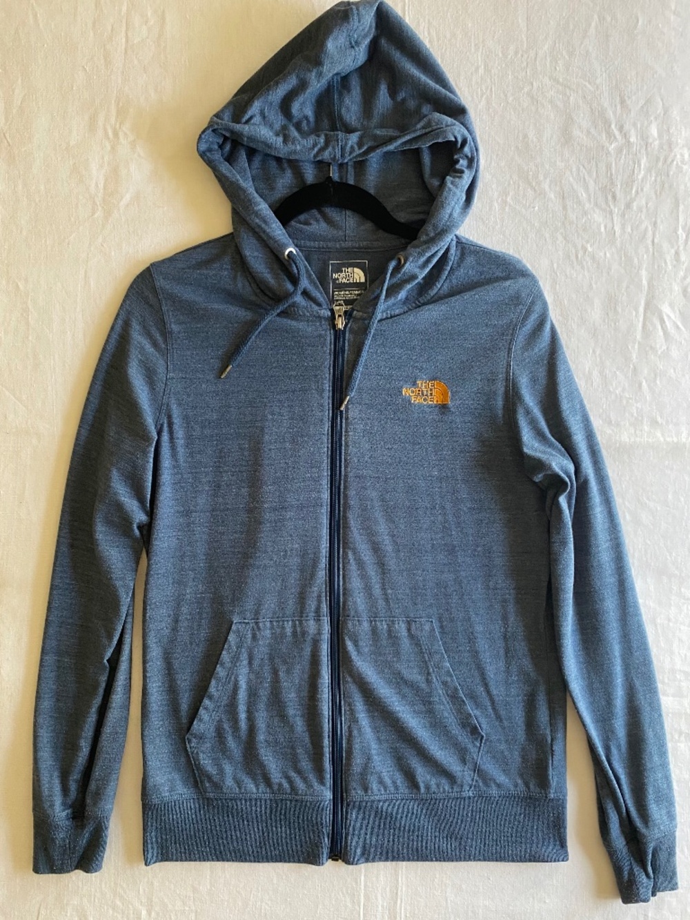 North Face Women's light Blue Zip Up Hoodie Size Large